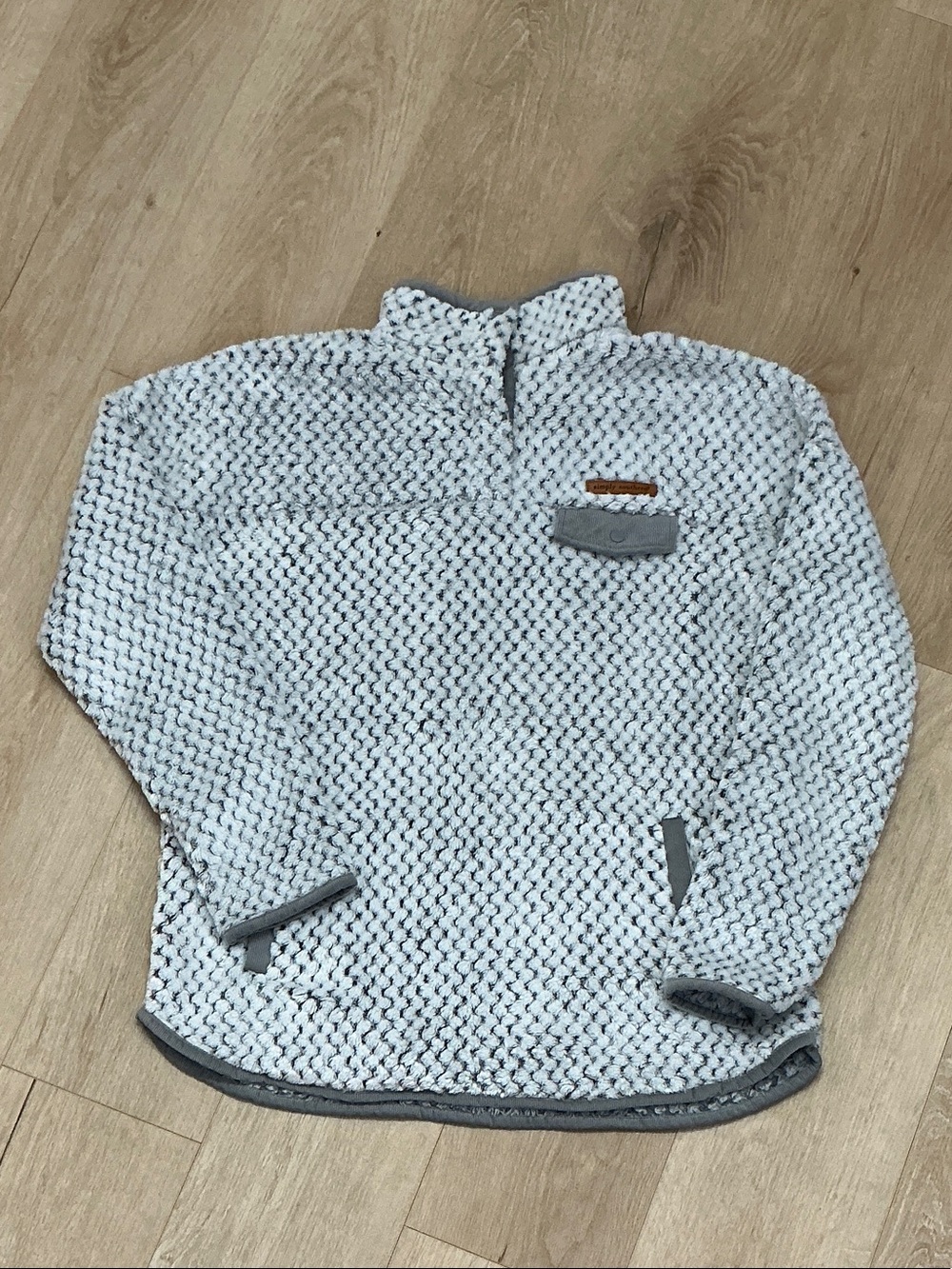 Simply Southern Gray & White Teddy Pullover Jacket